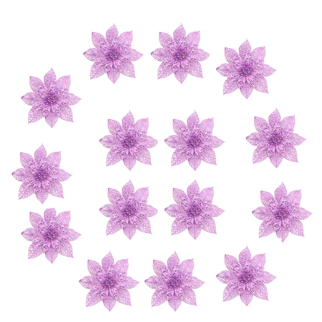 PP 15 шт./компл. с блестками платье с цветами на Рождество Рождественская елка украшения Xmas Декор с Блестками одежда для свадьбы, дня рождения 8 см 1111#30 - Цвет: PP