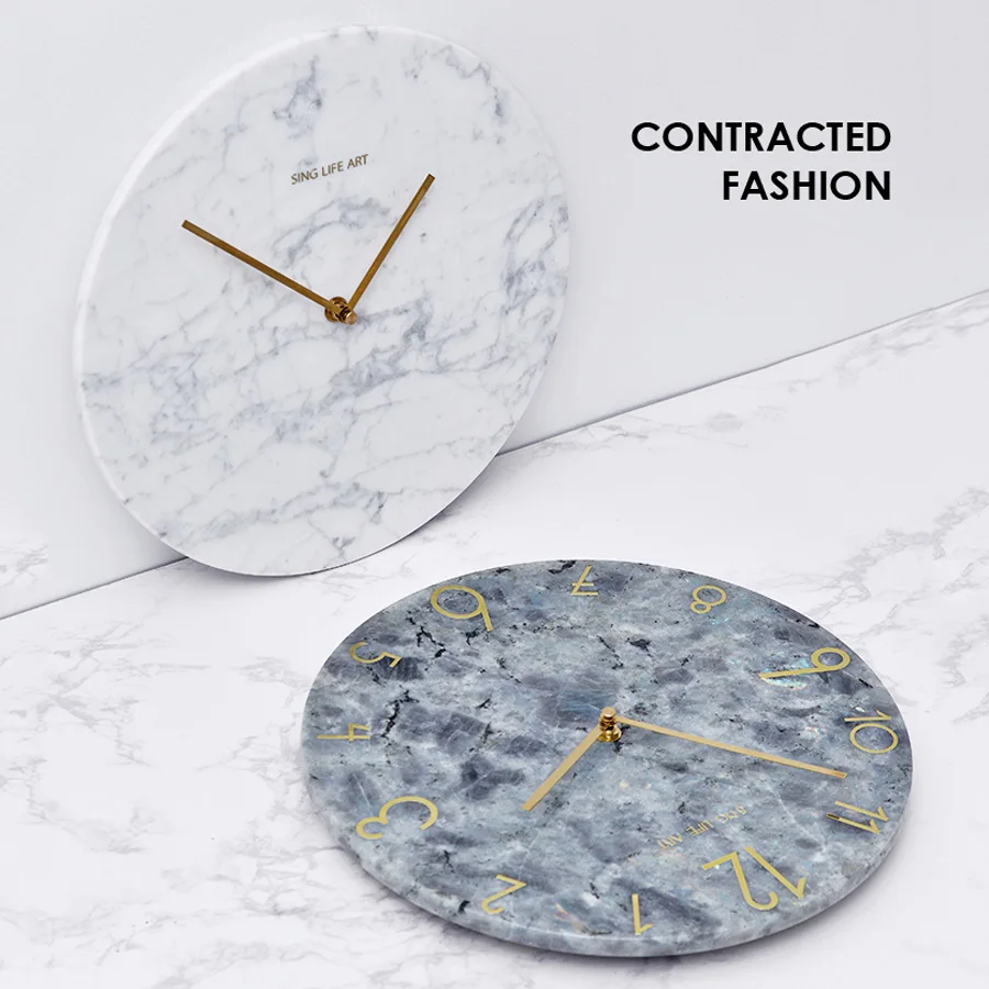 

Nordic Marble Wall Clock Simple Modern Design for Living Room 3D Decoration Minimalist Style Hanging Clock Wall Watch Home Decor