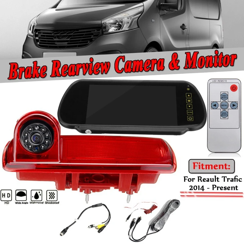 Car Rear View Brake Light Camera Car Parking Reversing Camera 8 Led Light Infrared Night-Vision Camera for Opel Vauxhall Vivaro