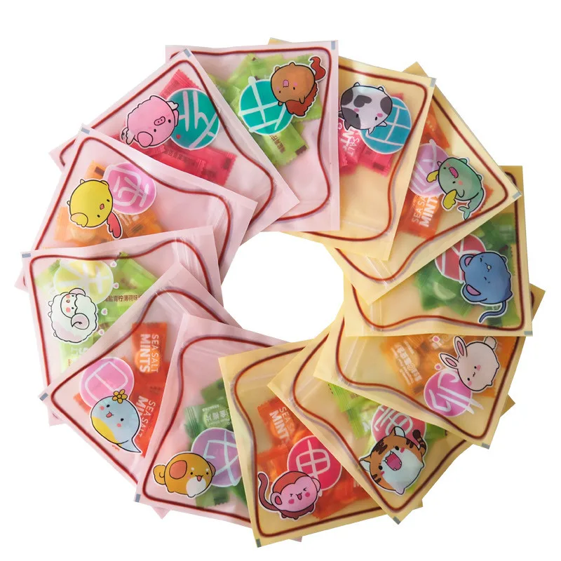 

100 шт., пакеты с застежкой-молнией в виде мультяшных животных