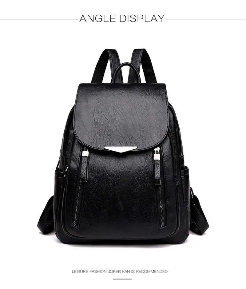 Кожаный рюкзак с двойной молнией, школьные сумки для девочек-подростков, дорожный рюкзак, Mochilas Mujer Sac A Dos mochila