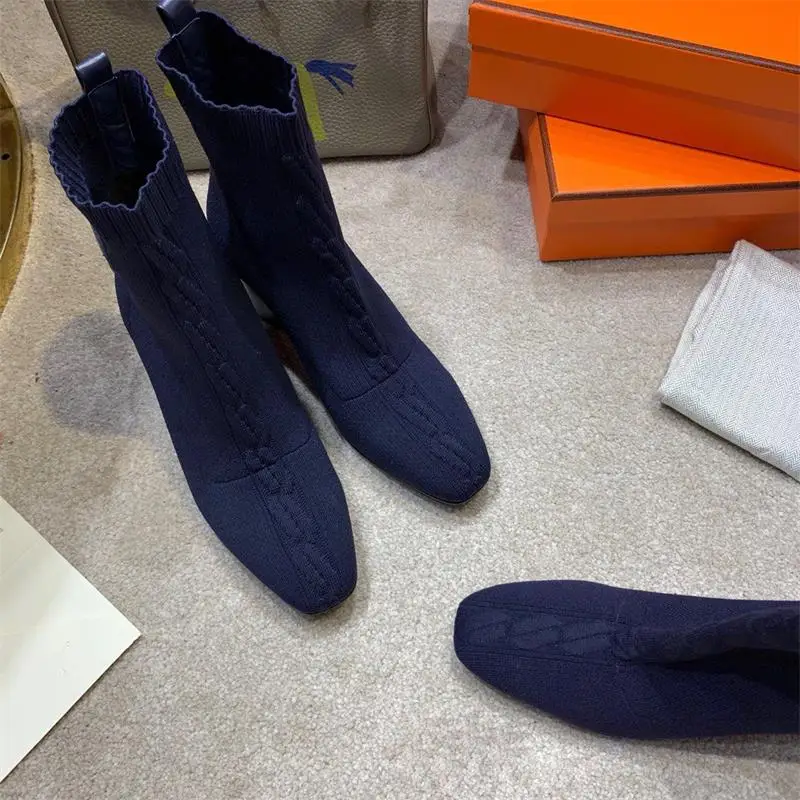 Scarpe donna/Женская стелька из эластичной ткани ботильоны для женщин; роскошный черный цвет; коллекция года; зимняя женская обувь на высоком каблуке; Bota Feminina