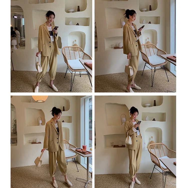 

2019 Autumn Solid Color Single-Breasted Suit Women's Loose-Fit Customizable New Style Slimming Elegant Casual Suit Collar Tops
