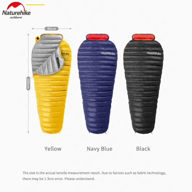 Naturehike CW300 Сверхлегкий зимний спальный мешок с гусиным пухом компактный