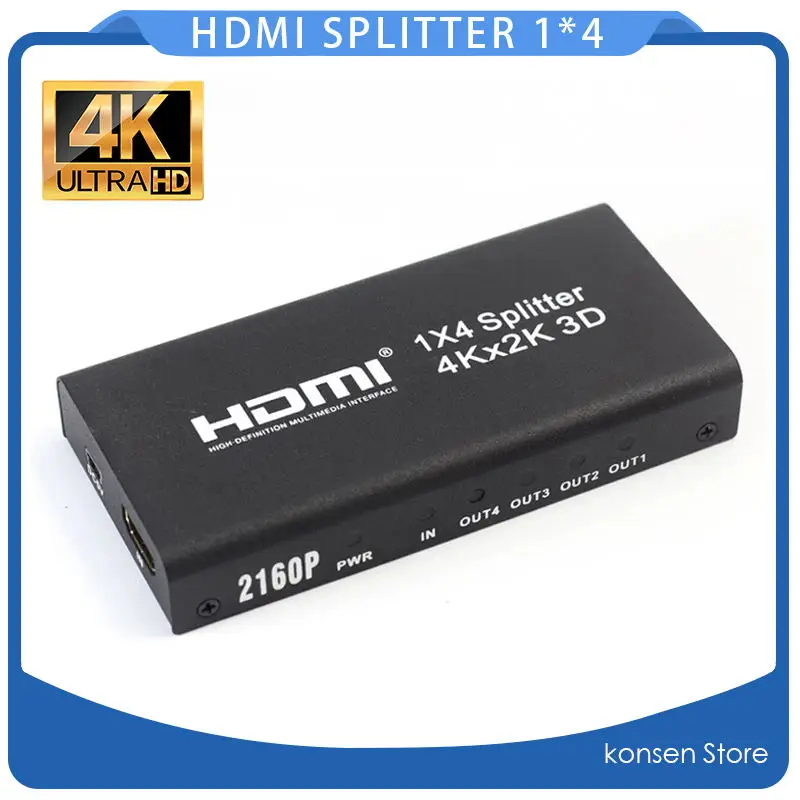 3D 2k 4K HDMI 2160P с мультимедийным интерфейсом высокой четкости 1X4 концентратор повторитель усилитель 1 4 1080p в out