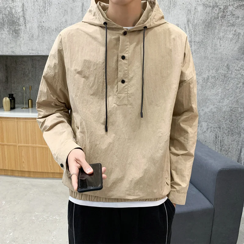 

2019 Autumn Mens Hooded Jackets Slim Fit Long Sleeve Homme Trendy Windbreaker Coat Brand Clothing Drop Shipping