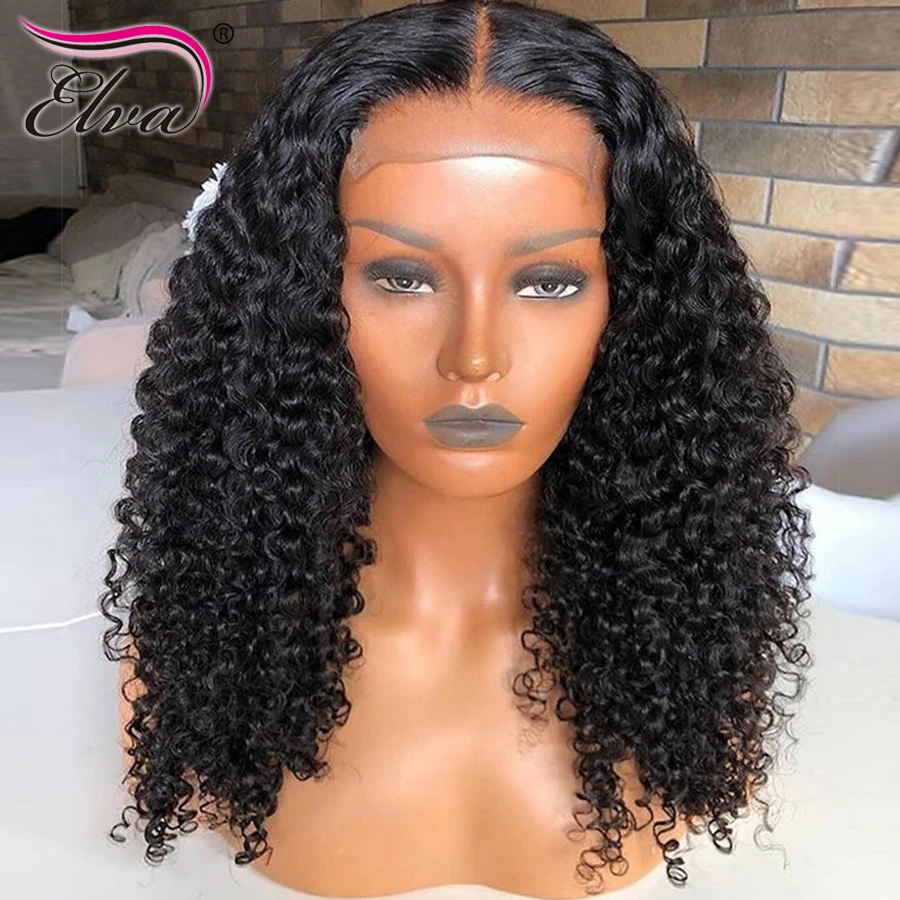 Curly Lace Front Human Hair Wigs Pre Plucked Wigs For Women With Baby Hair  Elva Remy Hair 13x6 Lace Front Wig Bleached Knots - Lace Wigs - AliExpress