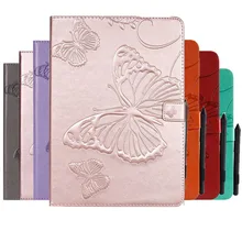 

Emboss Butterfly PU Leather Case for Samsung Tab A 10.1 2019 SM-T510 SM-T515 T510 T515 Cover With Card Slot Tablet case+Gift