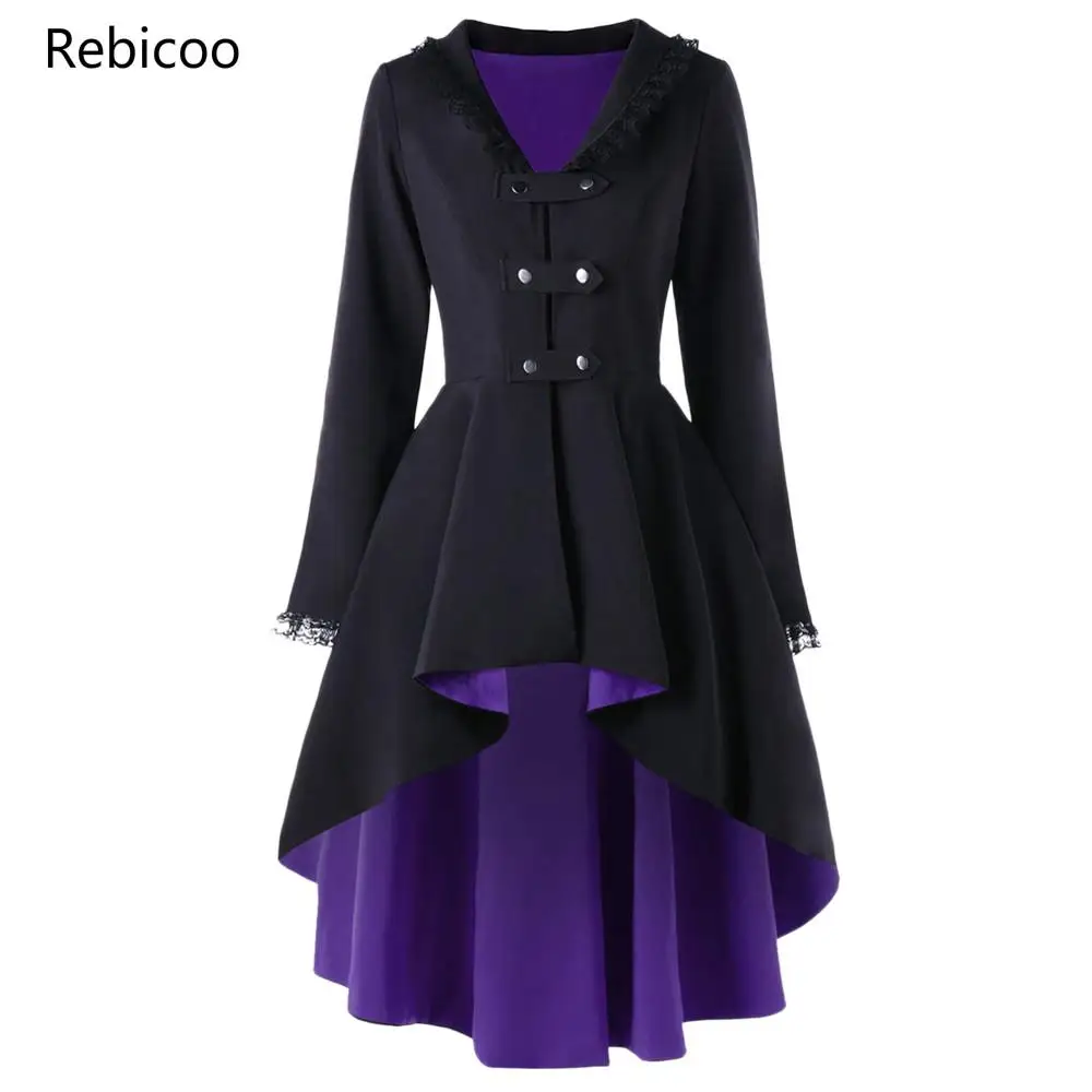 

New Trench Winter Coat Women Back Lace Up High Low Womens Outerwear Coats Fashion V-Neck Long Ladies Tops Overcoat