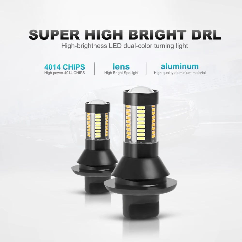 Nlpearl 2x точечный свет 4014SMD светодиодный DRL указатель поворота T20 для автомобилей Bau15s ba15s 1156 7440 светодиодные, под шину CANBUS, для автомобиля лампочки Светодиодный 12 В