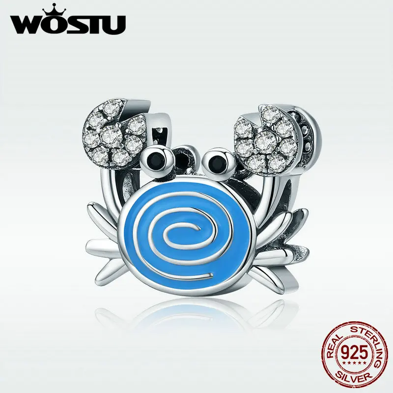 WOSTU 100% Стерлинговое Серебро 925 пробы прекрасный прозрачный CZ краб Очаровательные