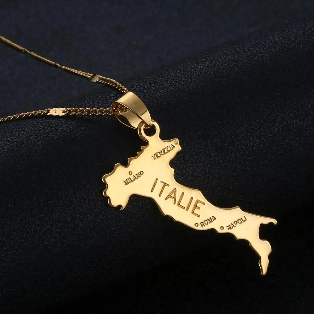 Agora Perideraia Kai Mentagion Map Of Italie Pendant Necklace For Women Girl Gold Color Italian Map Jewelry
