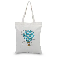 Мультяшный воздушный шар, складная сумка-тоут из парусины, сумка-тоут, текстовый узор, сумка для покупок, сумка для покупок, печать на заказ, логотип, повседневное использование, эко