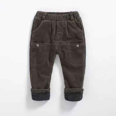 Штаны для маленьких мальчиков зимние брюки для детей от 2 до 10 лет, вельветовые штаны для мальчиков, теплые плотные вельветовые повседневные штаны детская одежда - Цвет: gray