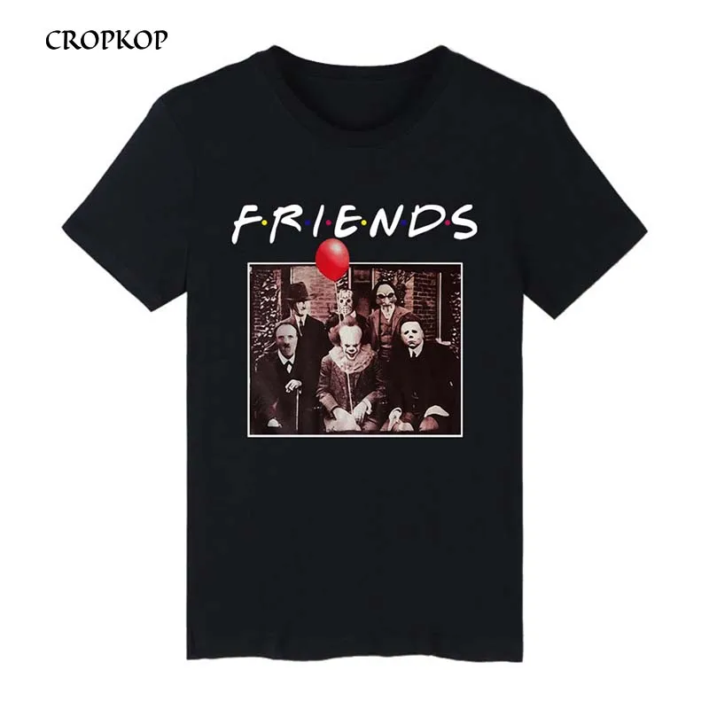 

Horror Friends Tshirt Pennywise Michael Myers Jason Voorhees Halloween Men T-Shirt Cotton Matching T-shirt Streetwear Camiseta