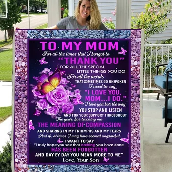 

TO MY MOM LOVE YOUR SON 3D CUSTOM FLEECE PHOTO BLANKET FAN GIFT Mother's Day