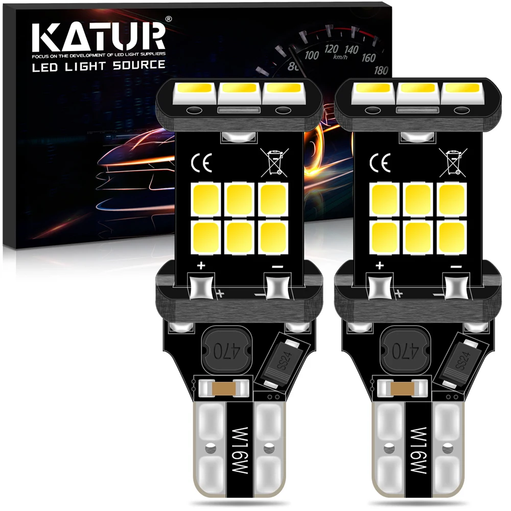 Katur 2 шт. T15 T16 W16W Светодиодные Автомобильные лампы 2835 SMD белый 12В задний свет 6 Вт