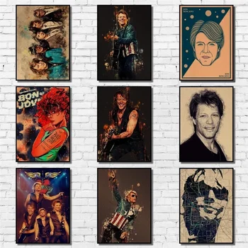 

Bon Jovi Poster Popular Rock Band Painting Abstract Funny Fancy Wall Sticker for Coffee House Bar