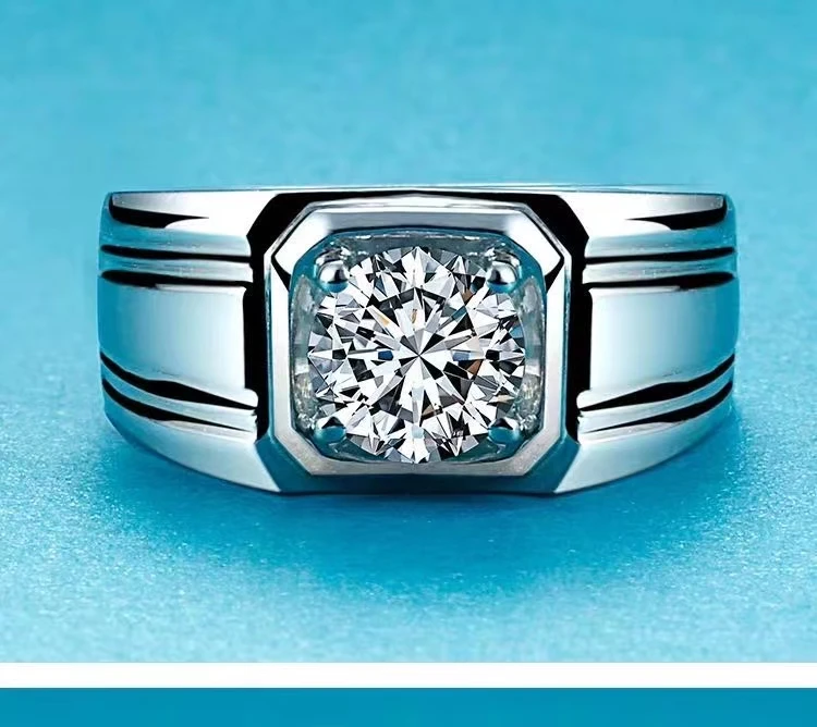 Мужское кольцо с муассанитом колифе ювелирное изделие для повседневной носки 1