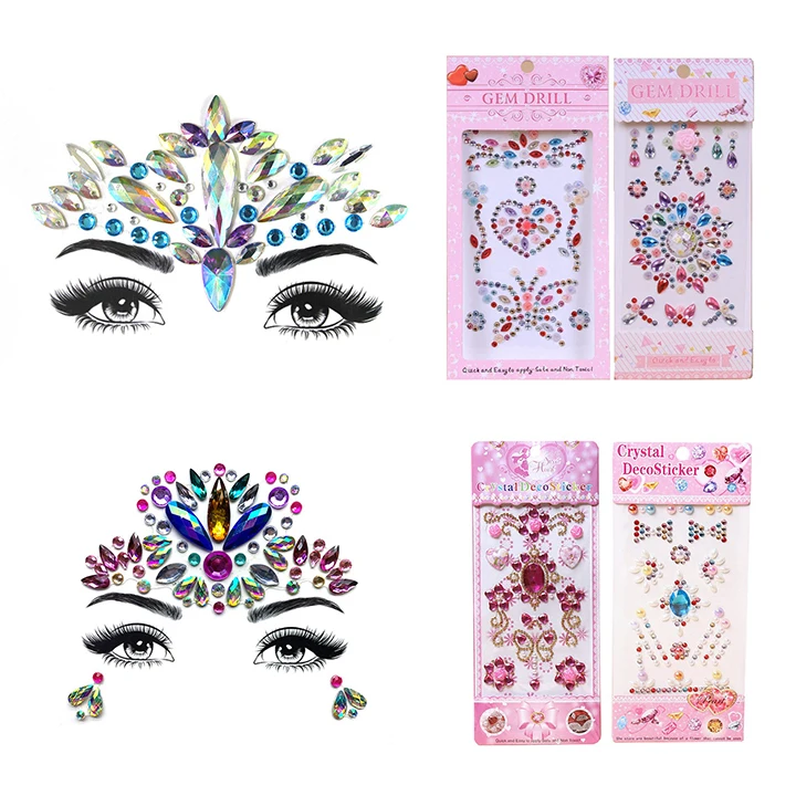 6  Colorful Rhinestones Crystal Face Jewelry Stickers For Mobile Phone Case Decor Wedding Birthday Masquerade Diy Jewelry Stickers