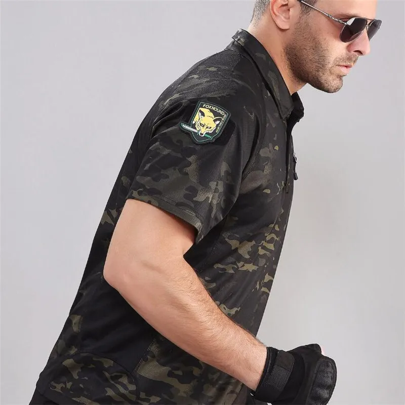 Summer Military Camouflage T Shirts Men Quick-Drying Breathable Hiking Hunting T-Shirt Short Sleeve Tactical Combat Clothing