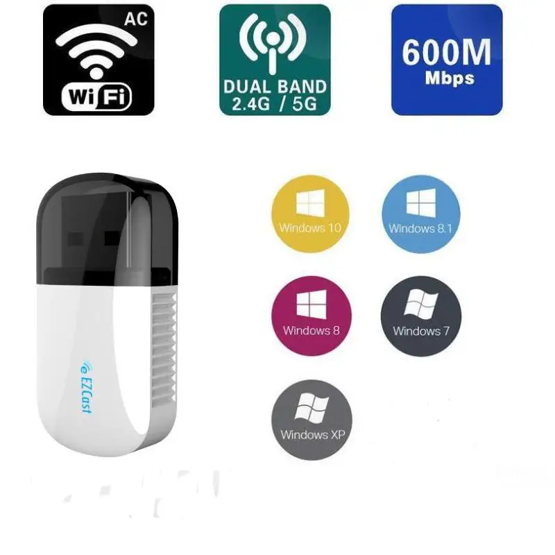 Беспроводной Bluetooth 4,2 USB wifi адаптер 5 ГГц Двухдиапазонный 600 Мбит/с Ethernet USB Lan wifi ключ приемник Wi-Fi AC PC сетевая карта