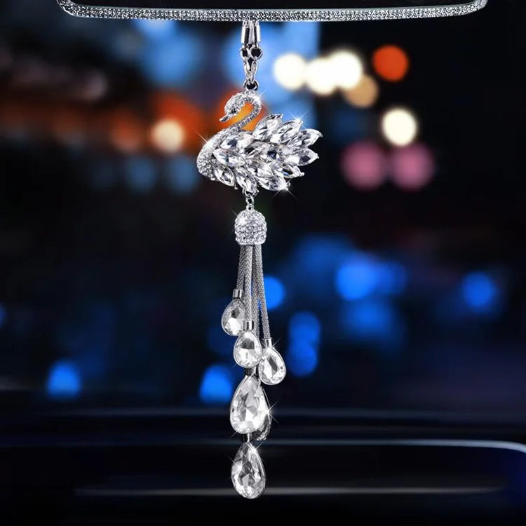 

Automobile Hanging Ornament Creative Crystal Swan Hanging Decoration South Korea Cute Car Decorative Pendant Vehicle-mounted Rea