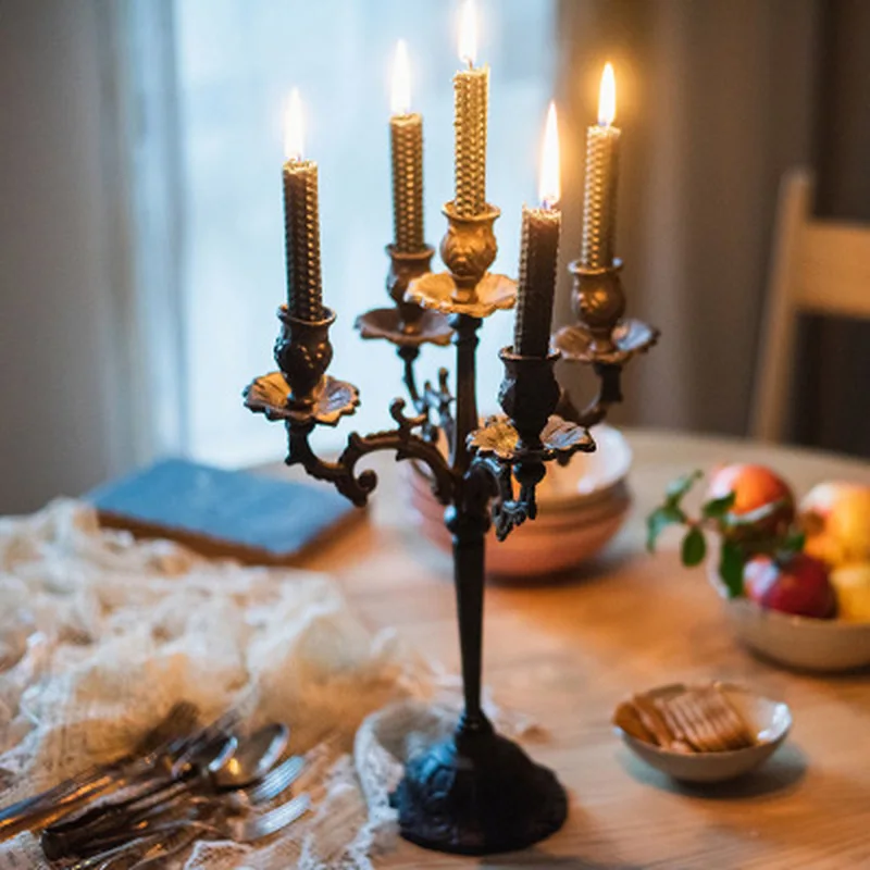 American-Style Village Cast-iron Candle Holder Table Decoration Lovers' Day Candlelight Dinner Props Romantic Lamp Vintag | Дом и сад