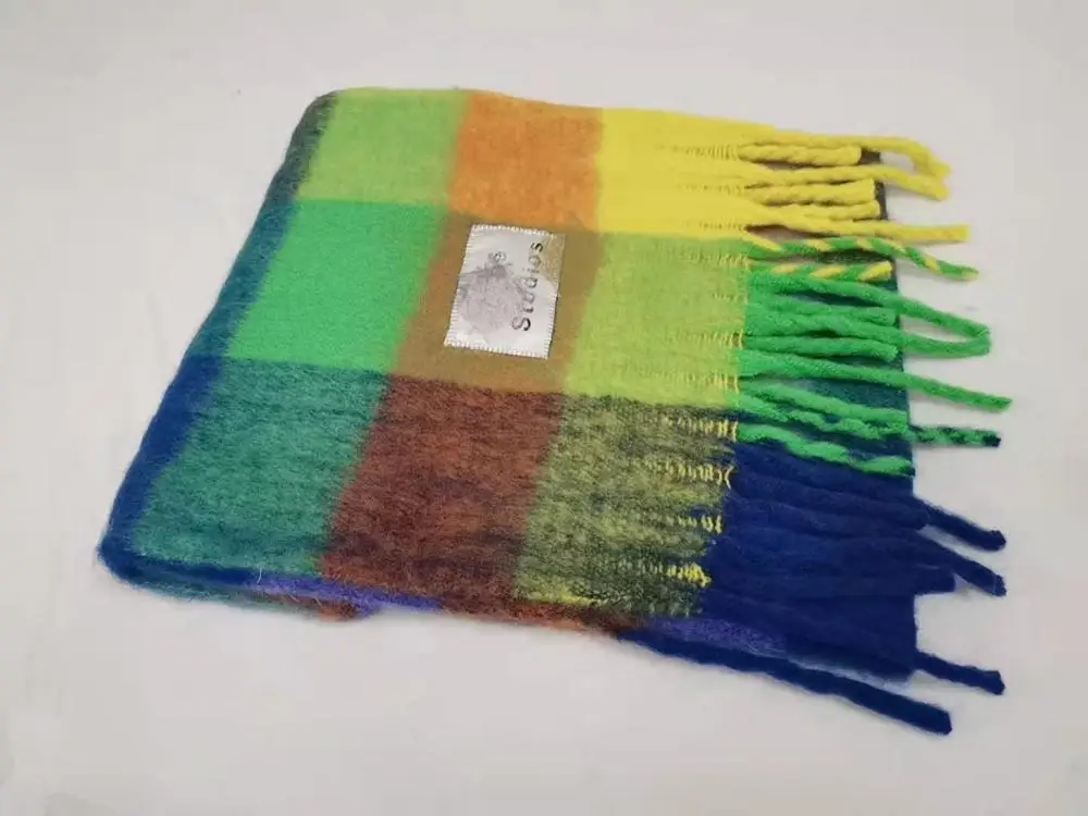 Big Discount BLhRA 2019 new alpaca wool, mohair, red plaid scarf, shawl, warm and comfortable