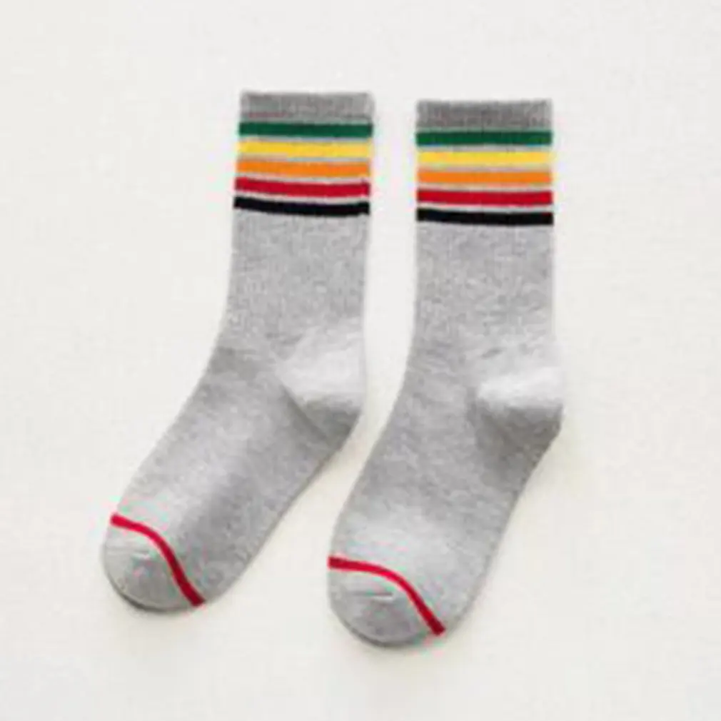 Модные женские полосатые носки из хлопка в стиле хип-хоп Уличная Радужная одежда для мужчин и девочек забавные носки мягкие осенне-зимние забавные носки