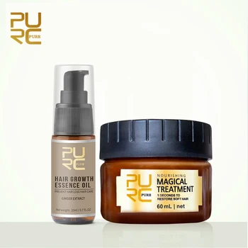 

2pcs PURC New Fast Hair Growth Essencel Oil Prevent Hair Loss 20ml and PURC Magical treatment mask Hair Care