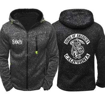 

SOA Sons of anarchy the child Fashion SAMCRO Men Sportswear Zipper Hoodies Skull Male Casual Sweatshirt Fleece HipHop Warm Hoody
