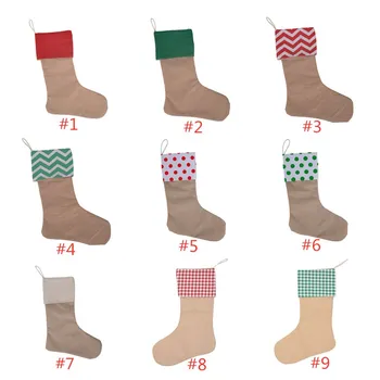 

30*45cm Christmas Stocking 9 Colors Gift Bags High Quality Christmas Xmas Stock Large Size Plain Burlap Decorative Socks Bag