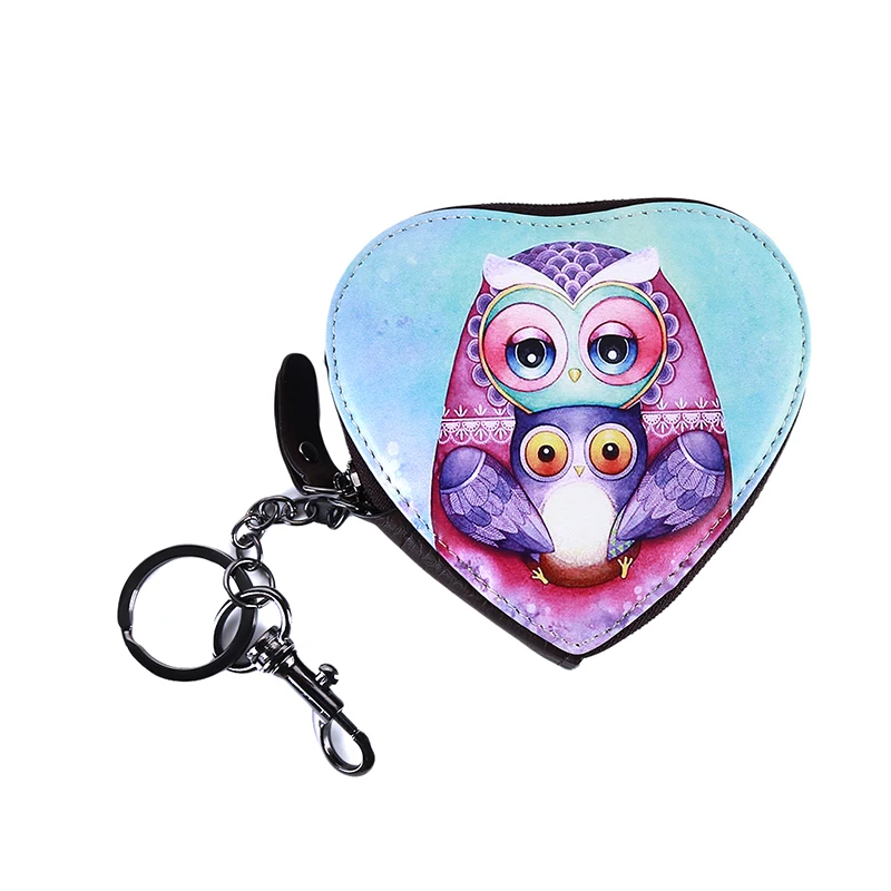 owl Дамское милое портмоне, клатч в форме сердца, кошелек с животным принтом, цепочки в форме сердца, кошельки для монет, маленькая сумка, милая сумка для ключей - Цвет: owl