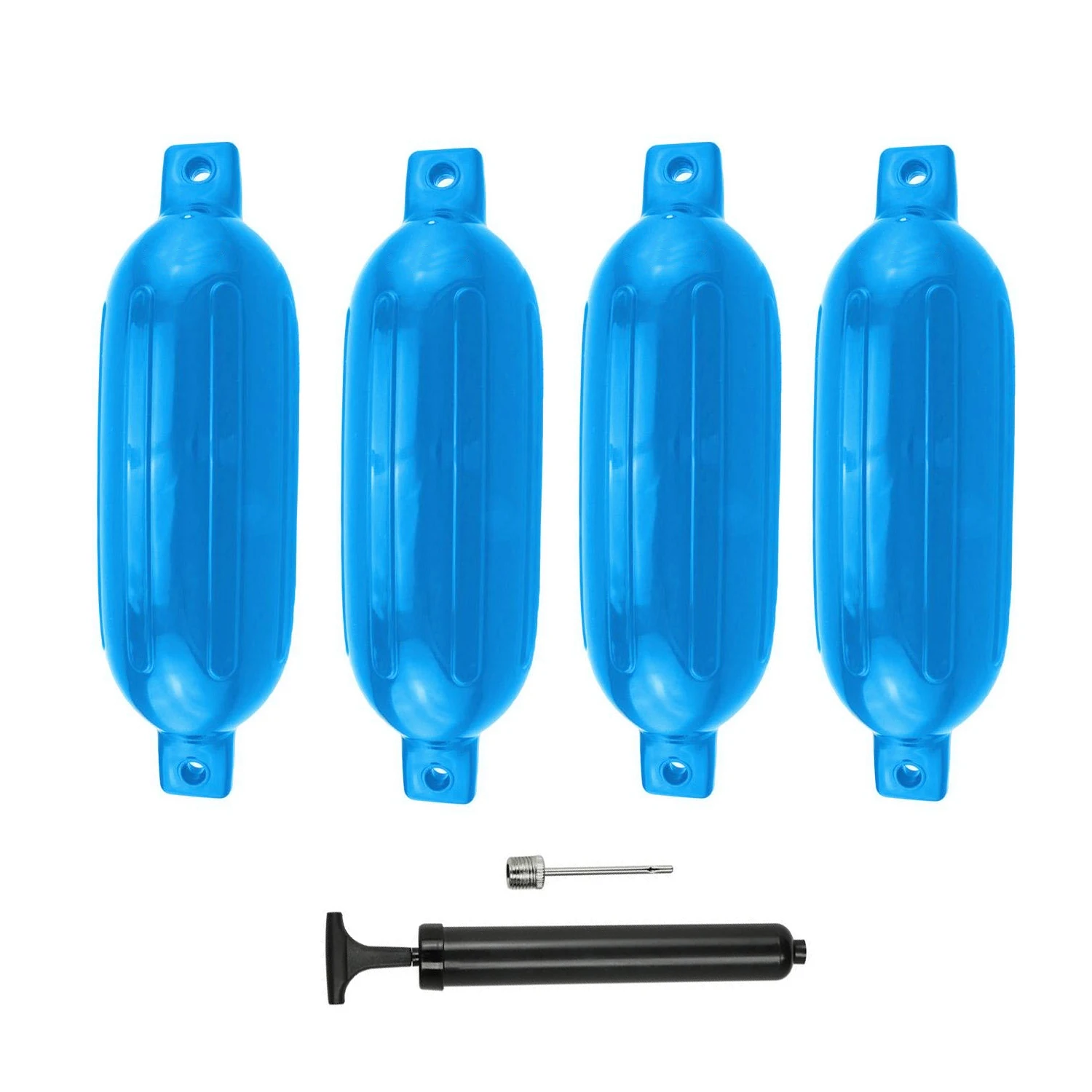 1 Pack Boat Fender 4.5*16 inch Vinyl Marine Ribbed Dock Bumper Inflatable Buoys Blue