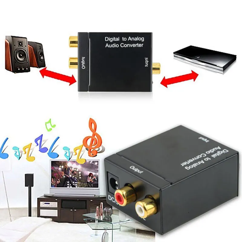 Cewaal Цифровой оптический Toslink SPDIF коаксиальный в аналоговый RCA аудио конвертер