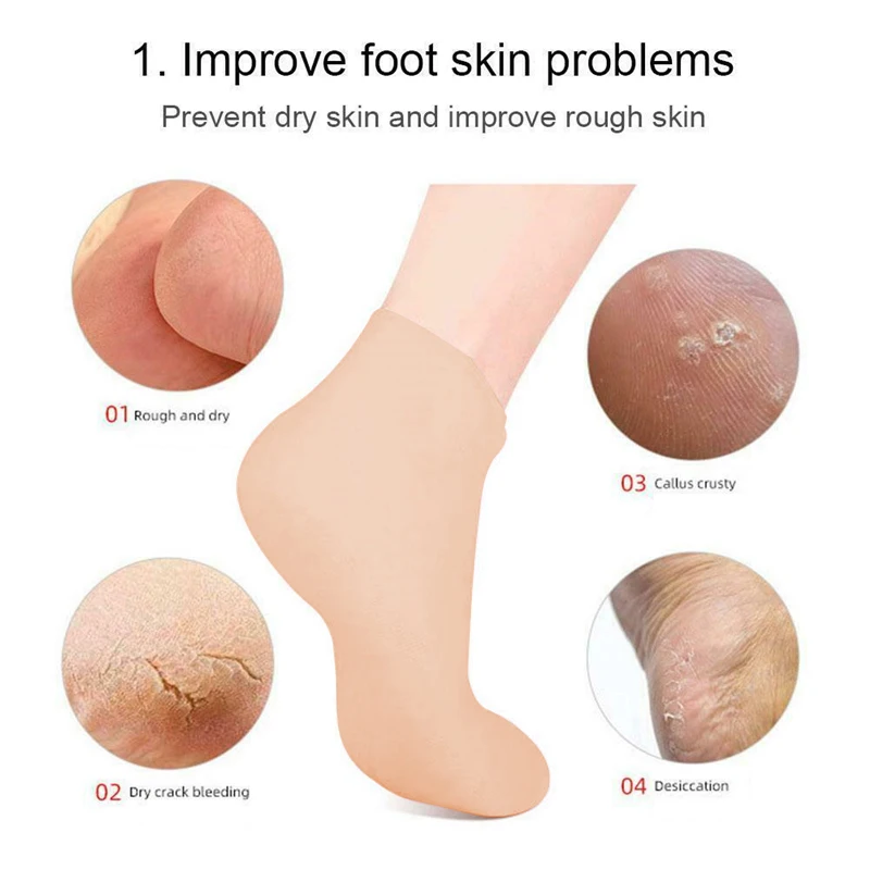 2Pcs Silicone Feet Care Socks Moisturizing Gel Heel Thin Socks Foot Skin Care Protectors Foot Tool Cracked Skin
