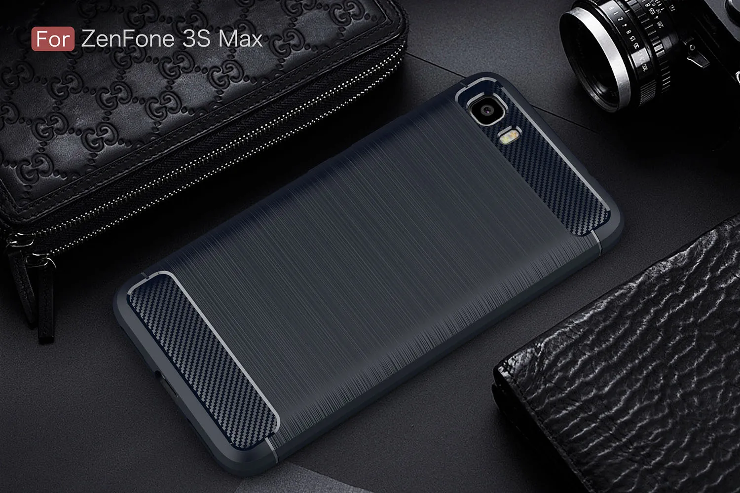 Чехол для asus Zenfone Peg asus 3s Max ZC521TL X00GD 5,2 ''полный защитный противоударный мягкий ТПУ чехол из углеродного волокна - Цвет: Blue