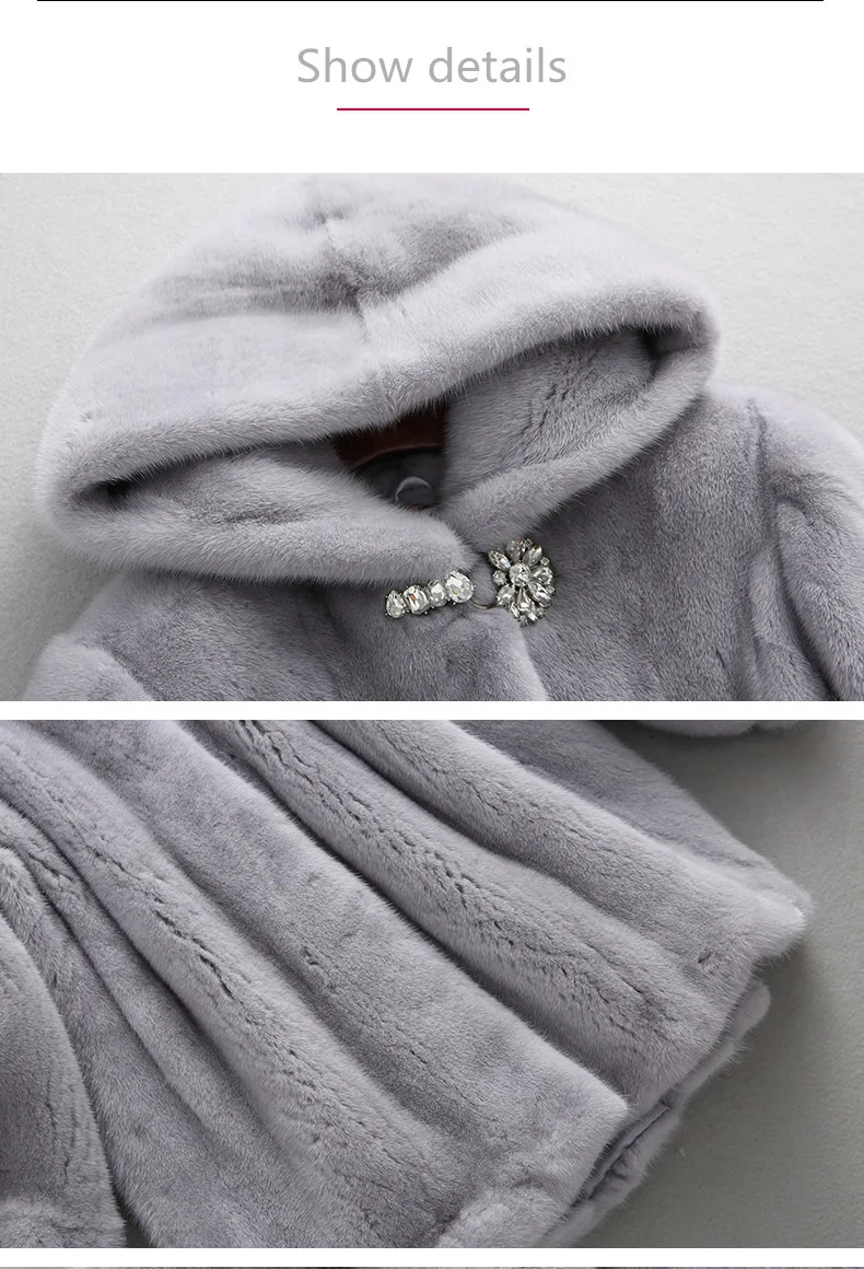 inverno полностью из норки пальто с мехом longa seçao com capuz юбка длинный рукав Норковое Пальто с мехом