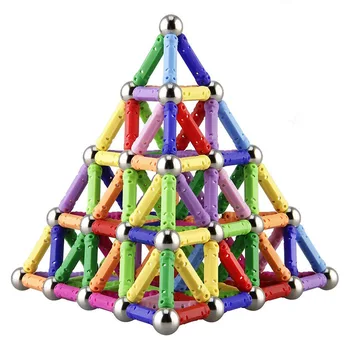 

Magnetic Building Blocks 25~250pcs Magnet Bars Metal Ball Toys For Children Designer Educational Funny Toys Gift
