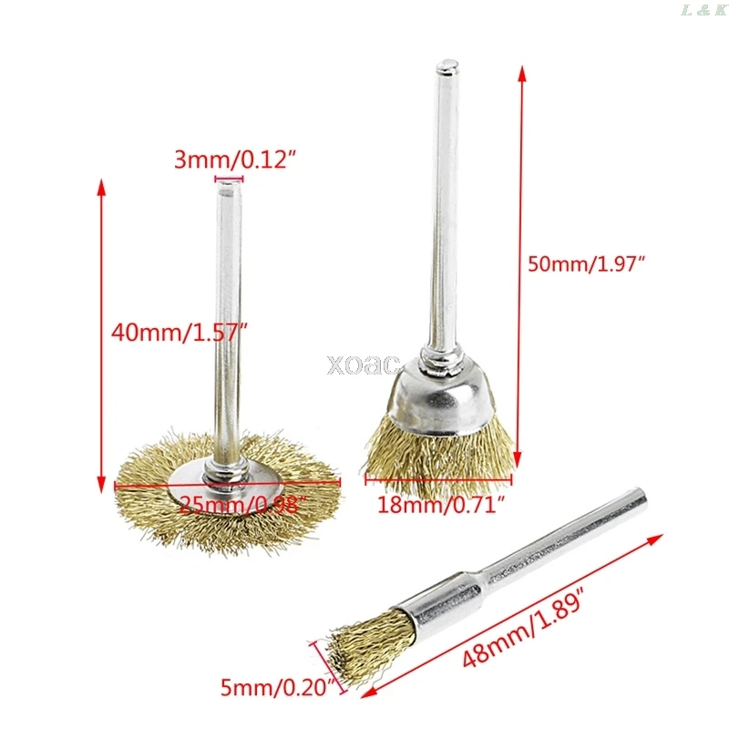 Brass Wire Wheel Brushes 9pcs for Engraver M12 Die Grinder Rotary Electric Tool wire brush,wire brush set,wire cleaning brush,electric wire brush