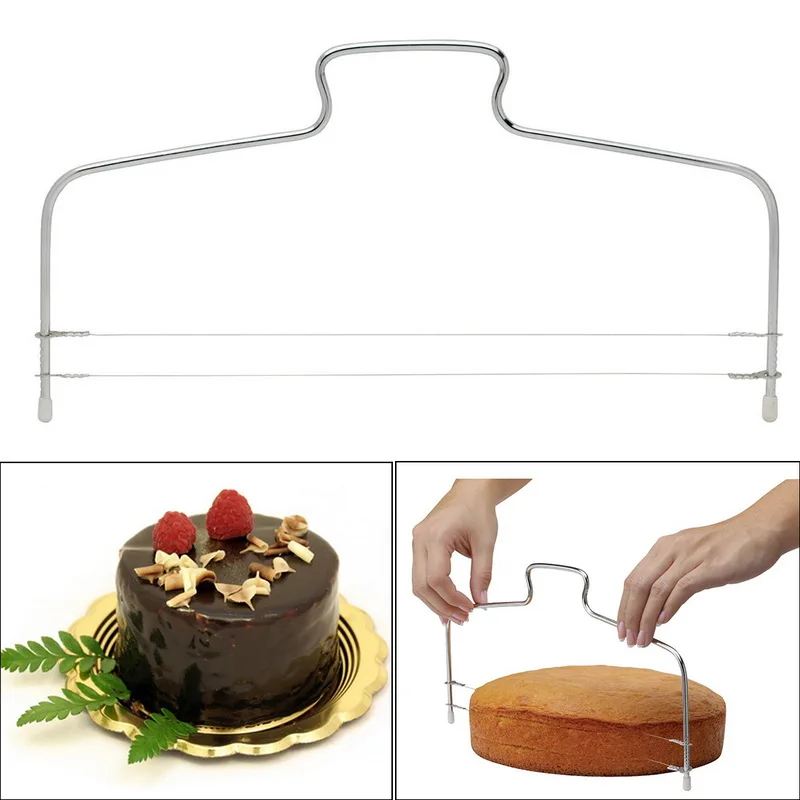 1 шт. высококачественный Регулируемый резак для торта из нержавеющей стали прибор для ровного разрезания выпечка торта DIY Инструменты кухонные аксессуары для выпечки - Цвет: Doule Wire Cutter