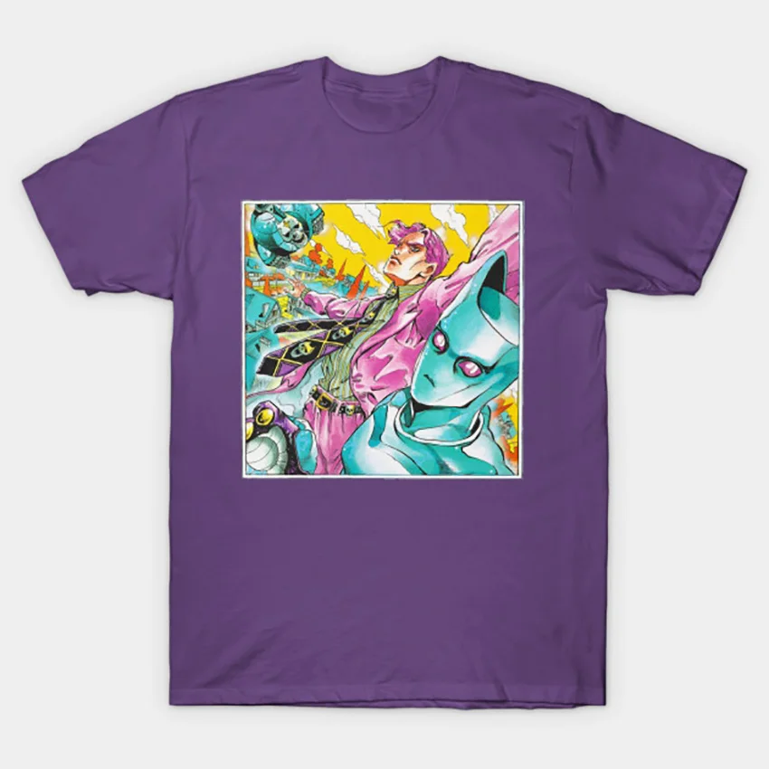 Фиолетовый JJBA-Kira queen футболка Jojos Необычные Приключения футболка Чистая сердце атака убийца королева алмаз Небьющийся алмаз - Цвет: Фиолетовый
