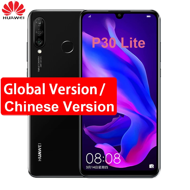 latest huawei dual sim phones HUAWEI P30 Lite Nova 4e Smartphone Kirin 710 Octa Core Android 9.0 FingerPrint ID 3340 mAh 6.15 inch 4*Cameras Cell Phone huawei new cellphone