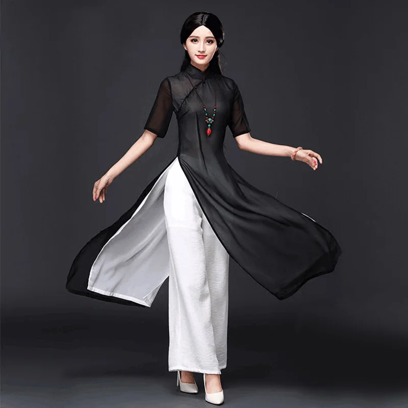 color5 Вьетнамское традиционное китайское платье aodai китайское платье Ципао длинное китайское платье Чонсам китайское современное чонсам - Цвет: color5