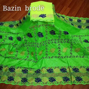 

7yards tissu african dry lace fabric bazin riche 2020 high quality jacquard guinea brocade fabric with lace