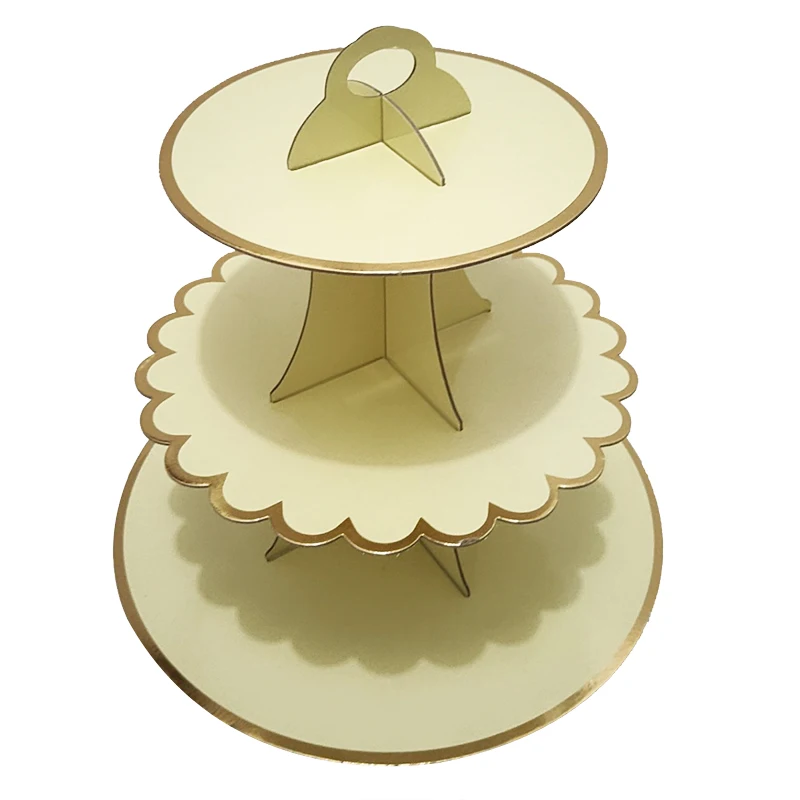 3 яруса кекс стенд Золотой обод бумажный держатель для торта свадебные украшения день рождения принадлежности десерт сувениры Декор Конфета