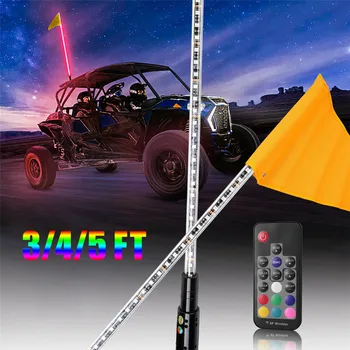 

3/4/5ft RGB LED Lighted Antenna Light Whip Flag Pole for ATV UTV Polaris RZR Buggy Flagpole Light