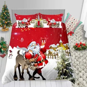 

Thumbedding Christmas Style Bedding Set Festival Decoration Classic Red Duvet Cover Queen King Full Twin Single Double Bed Set