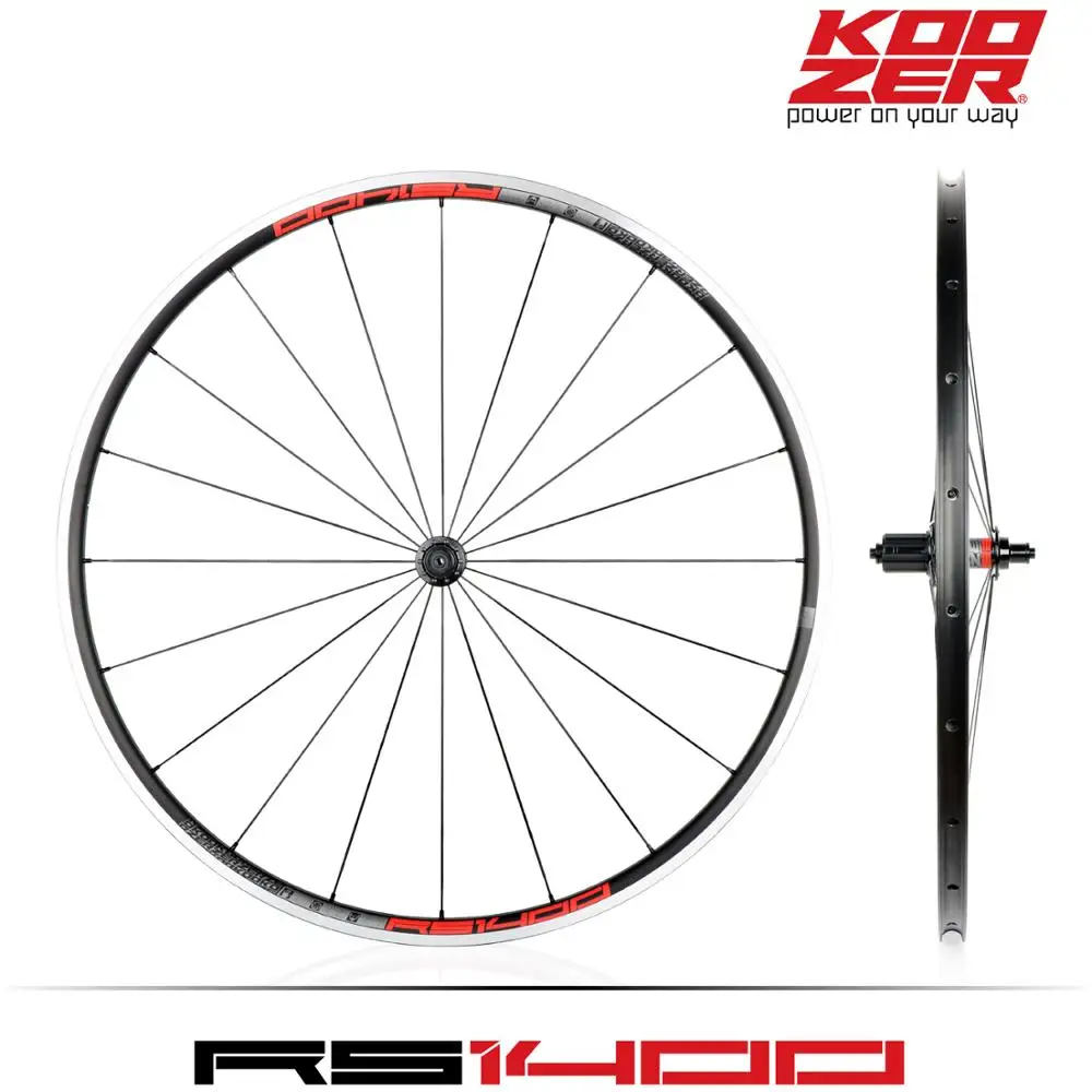KOOZER RS1400 Road Bike 700C Wheelset Front 2 Rear 4 Bearing 4 claws 48T 21MM Rim Flat spoke Wheels Ultra light 1480g climbing
